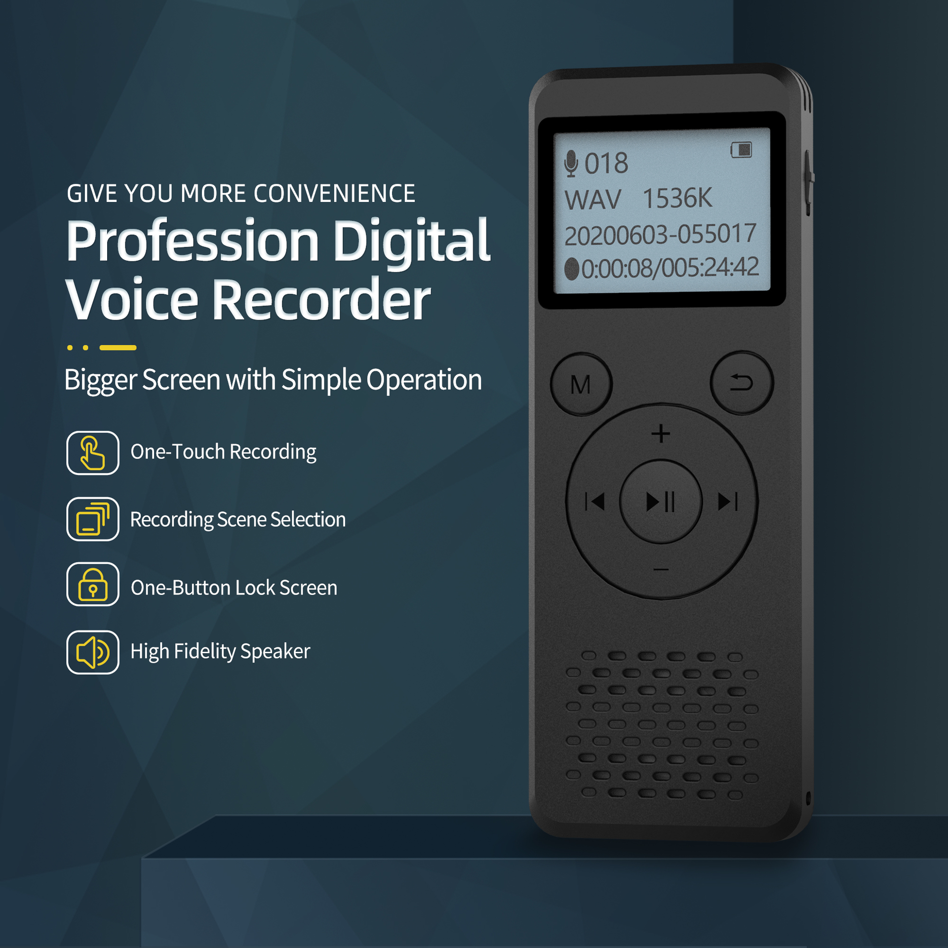 Aomago110 Hour High Quality Rechargeable Dictaphone High Sensitive Voice Activated Recording Digital Voice Recorder for Lectures