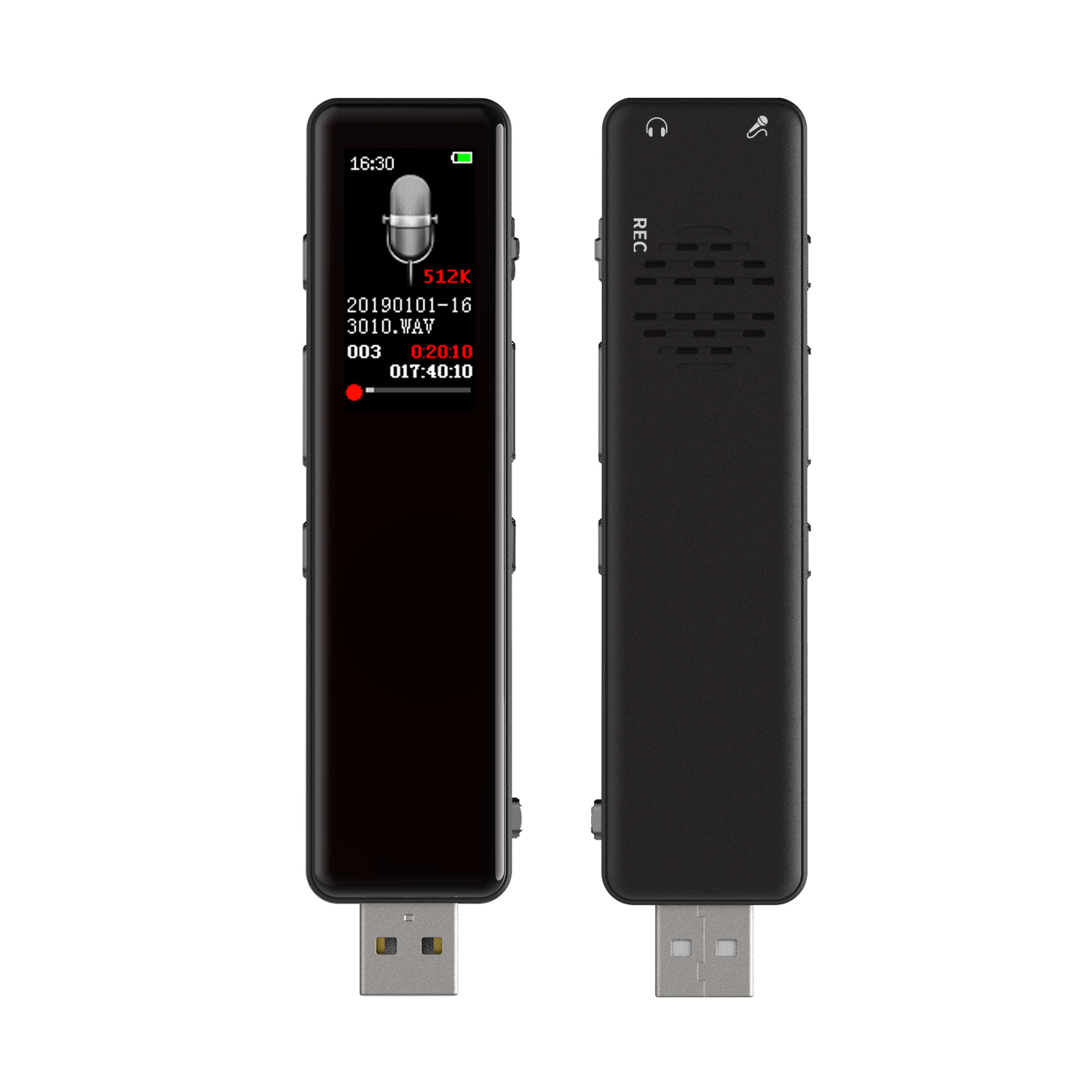 New professional digital recorder USB retractable with music playback
